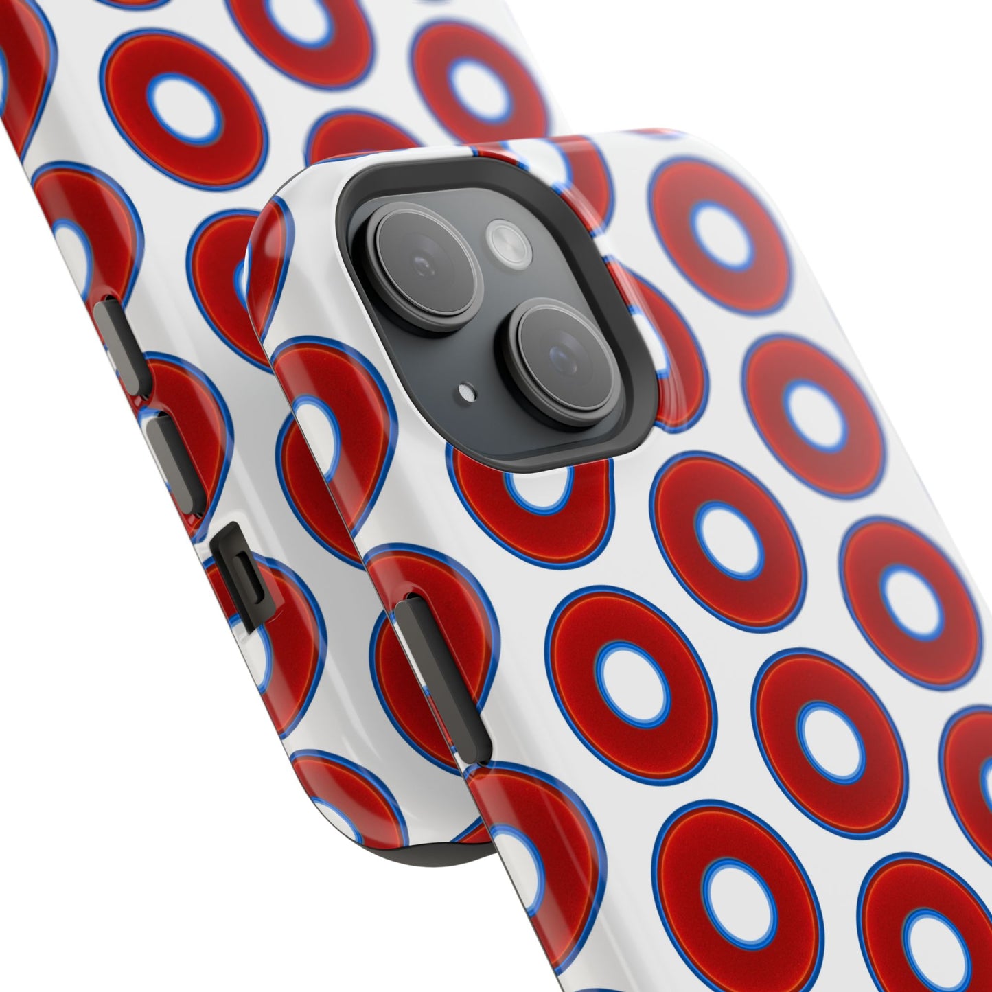 Impact-Resistant Lumpy Donut Case - red vivid donut print w/white background
