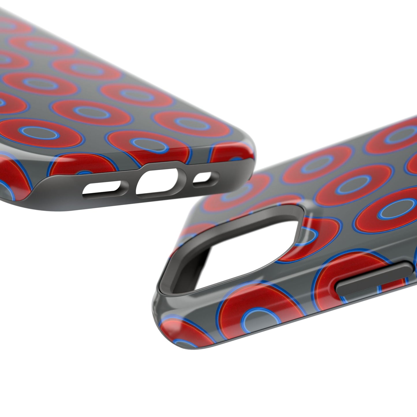 Impact-Resistant Lumpy Donut Case - red vivid donut print w/dark gray background