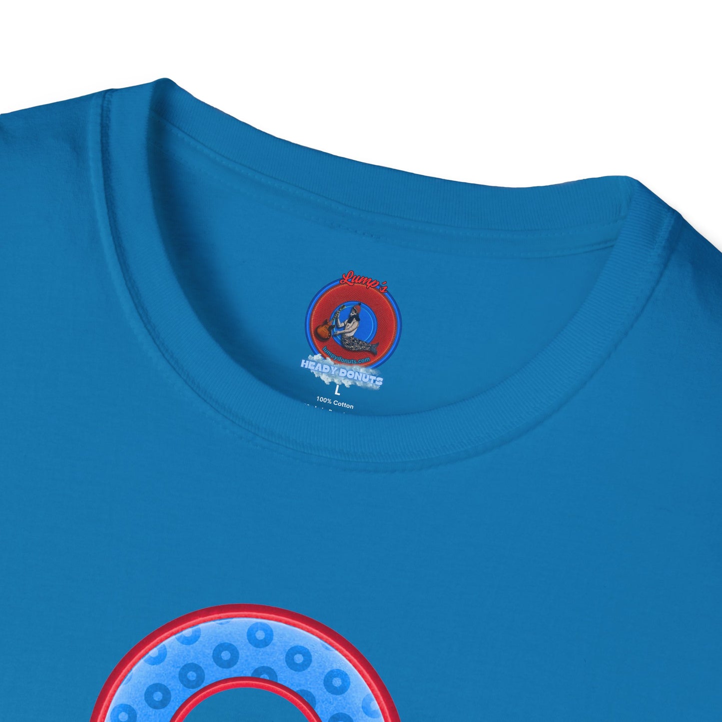 Plain Donuts/Unisex Soft-Style - "Plain Wide Mouthed Paradoxical Donuts" - light blue/red donuts