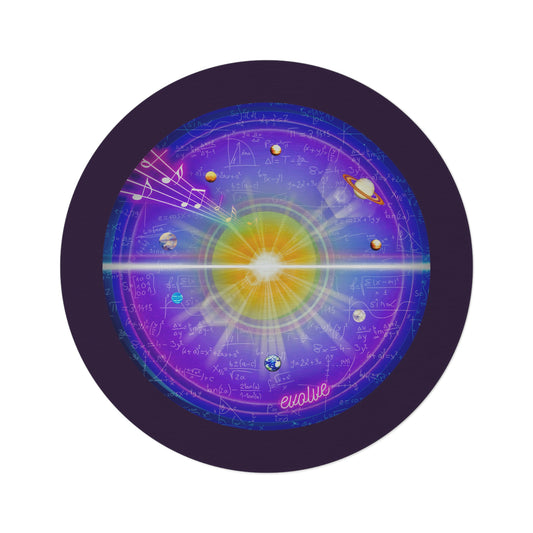 Round Room - 5 ft x 5 ft Lumpy Donut Rug - "The Quite Profound Donut Rug" - purple/magenta vivid solar donut w/midnight purple background