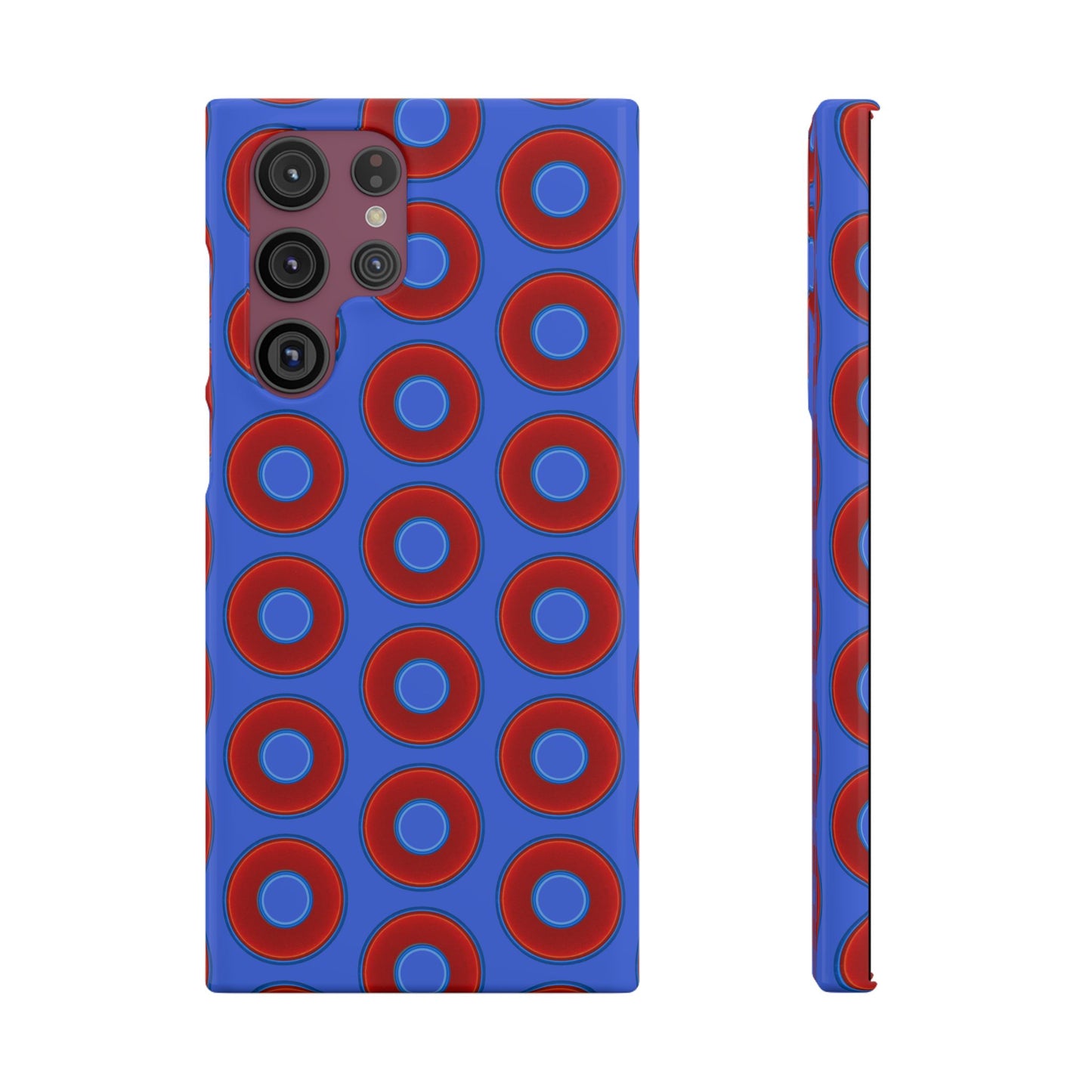 Lumpy Donut Snap Case - red vivid donut print w/royal blue background