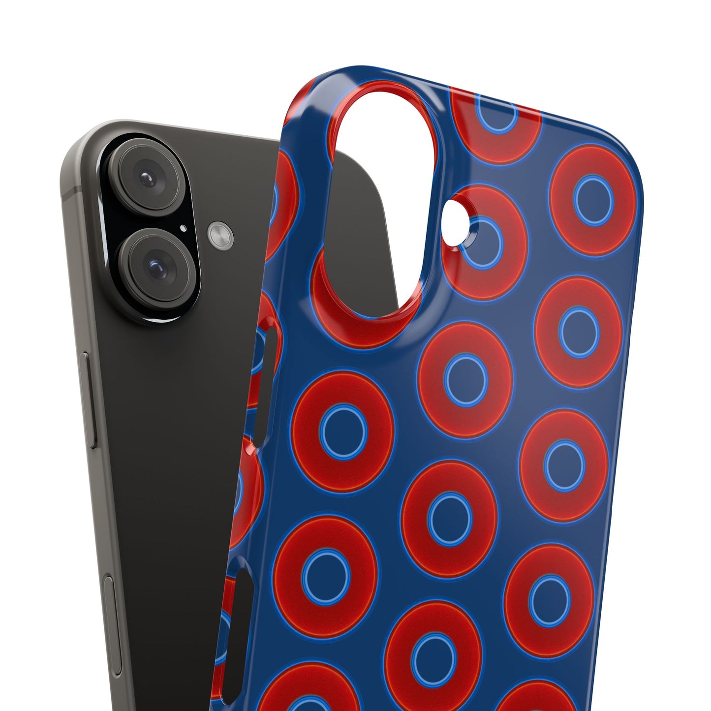Lumpy Donut Snap Case - red vivid donut print w/Atlantic navy blue background