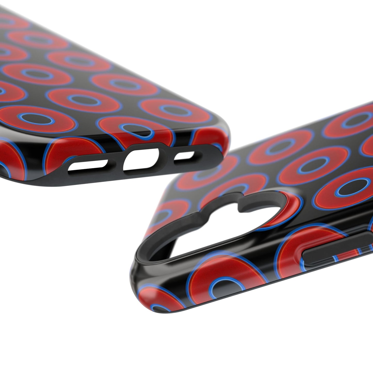 Impact-Resistant Lumpy Donut Case - red vivid donut print w/black background