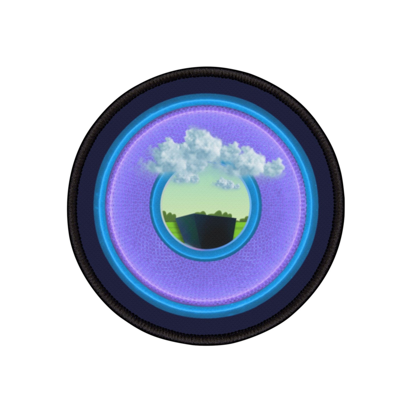 Iron-On Donut Patch - "Got Rhombus Donut Patches?" - rustic purple/light blue donut - variant - 4