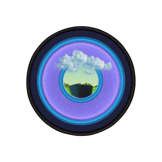 Iron-On Donut Patch - "Got Rhombus Donut Patches?" - rustic purple/light blue donut - variant - 4