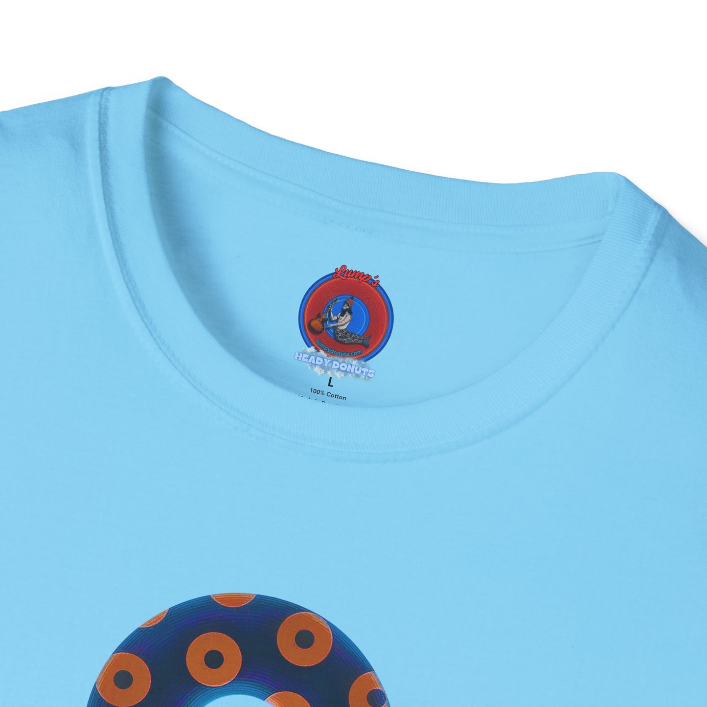 Plain Donuts/Unisex Soft-Style - "Plain Blimpy Paradoxical Donuts" - dark royal blue/orange donuts