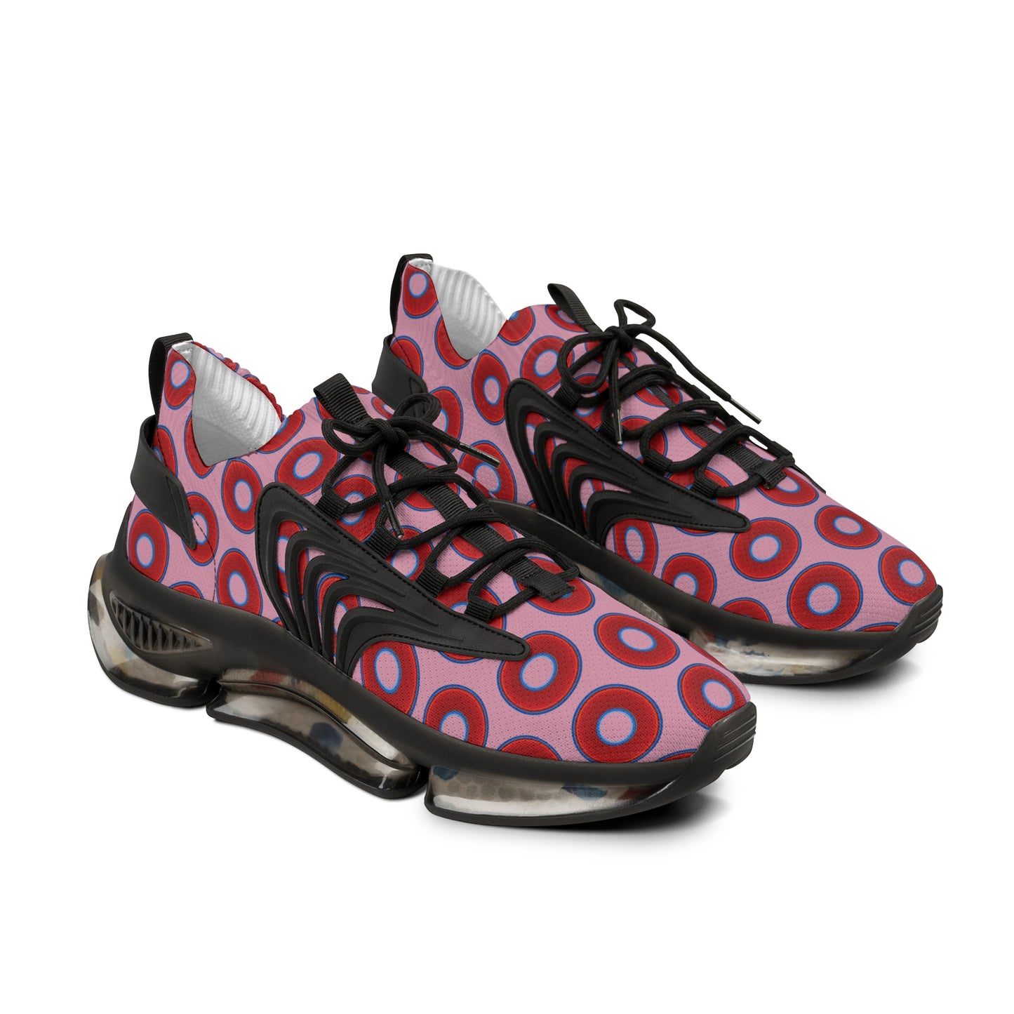 Donut Kicks - red vivid donut print w/pale magenta background