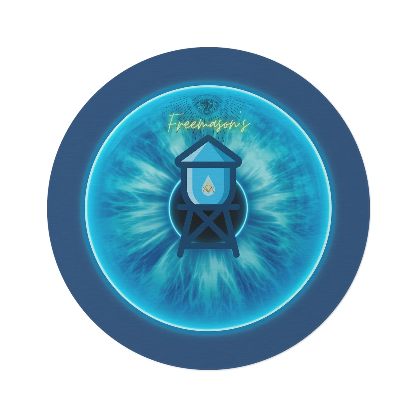 Round Room - 5 ft x 5 ft Lumpy Donut Rug - "The Peering Donut Rug of Opacity" - light blue idonut w/light navy background - variant 1