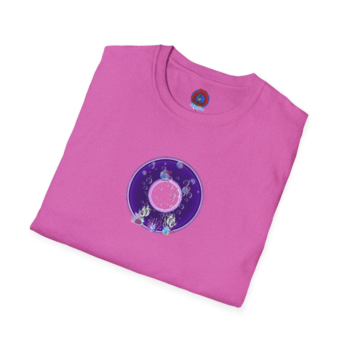 Classic Donut Tee - Unisex Soft-Style - "Sure That Sirens Made This Donut For Me" - vivid dark purple/light purple donut