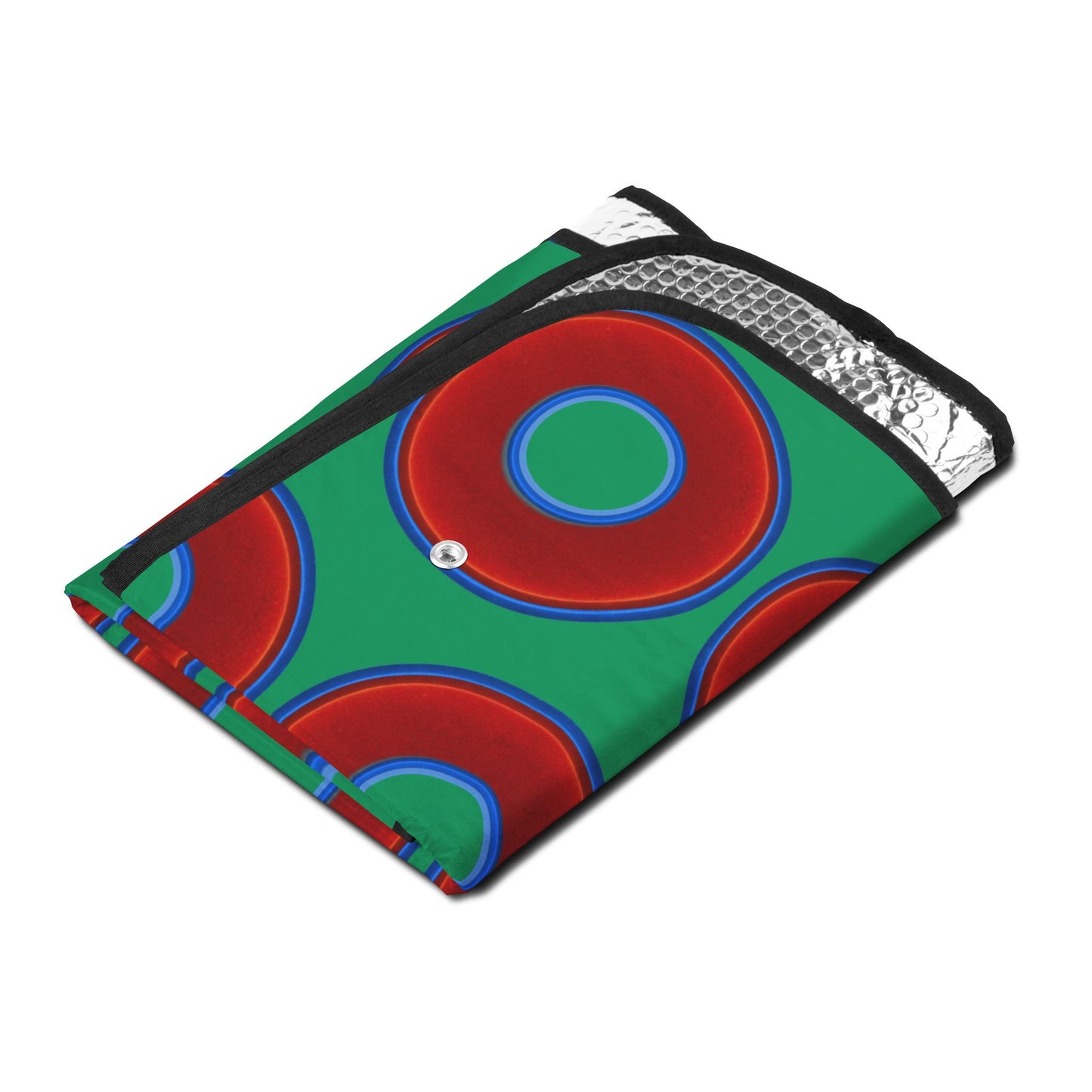 Automotive Donut Sun Shade - red vivid donuts w/jade green background