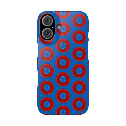 Lumpy Donut Snap Case - red vivid donut print w/dark royal background