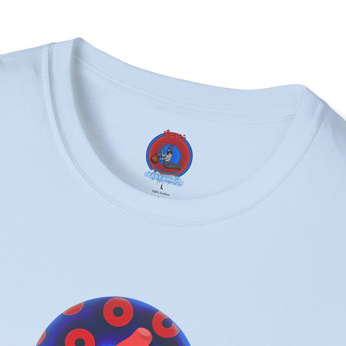 Classic Donut Tee - Unisex Soft-Style - "Blow this Popsicle Stand" - blue/red paradox bomb pop donut - variant 1
