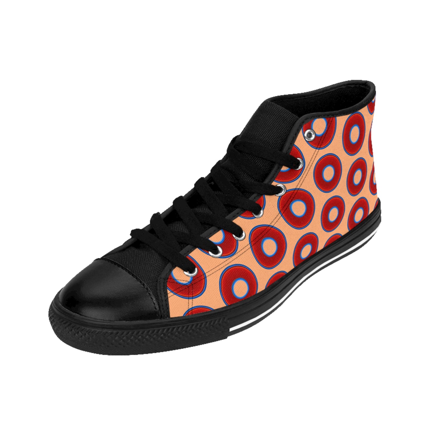Cushiony Convectors - High Tops - red vivid donuts w/peach background