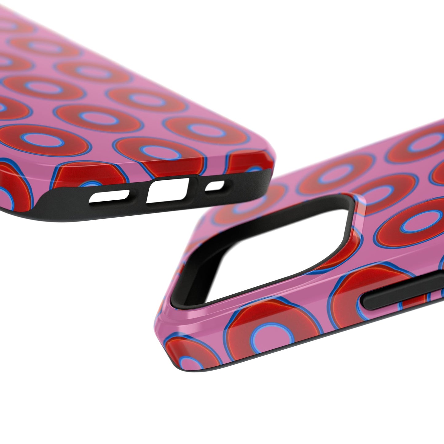 Impact-Resistant Lumpy Donut Case - red vivid donut print w/pink background