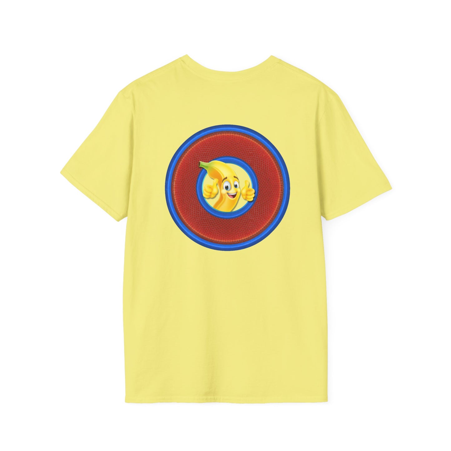 Classic Donut Tee - Unisex Soft-Style - "Dis sheet, it's bananas!" - series 1.0 - variant 6 - traditional red/blue donut