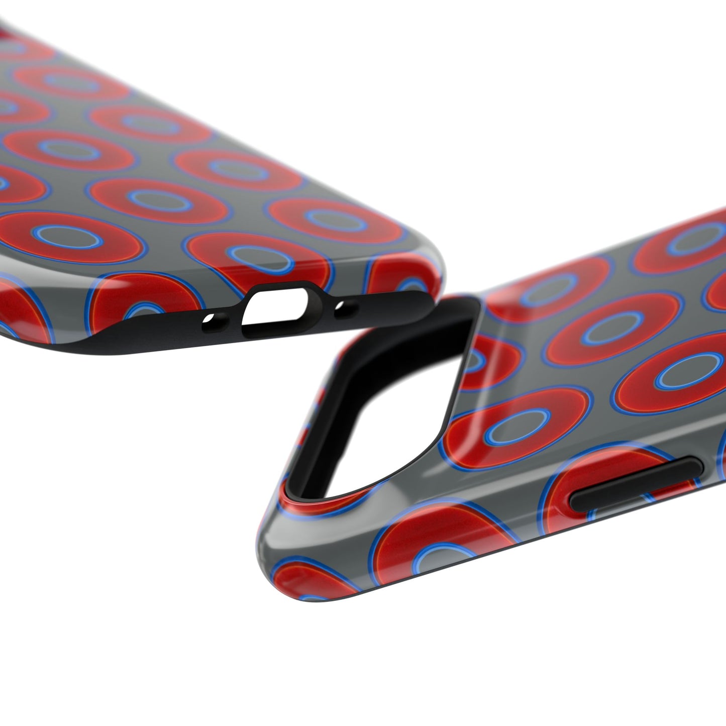 Impact-Resistant Lumpy Donut Case - red vivid donut print w/dark gray background