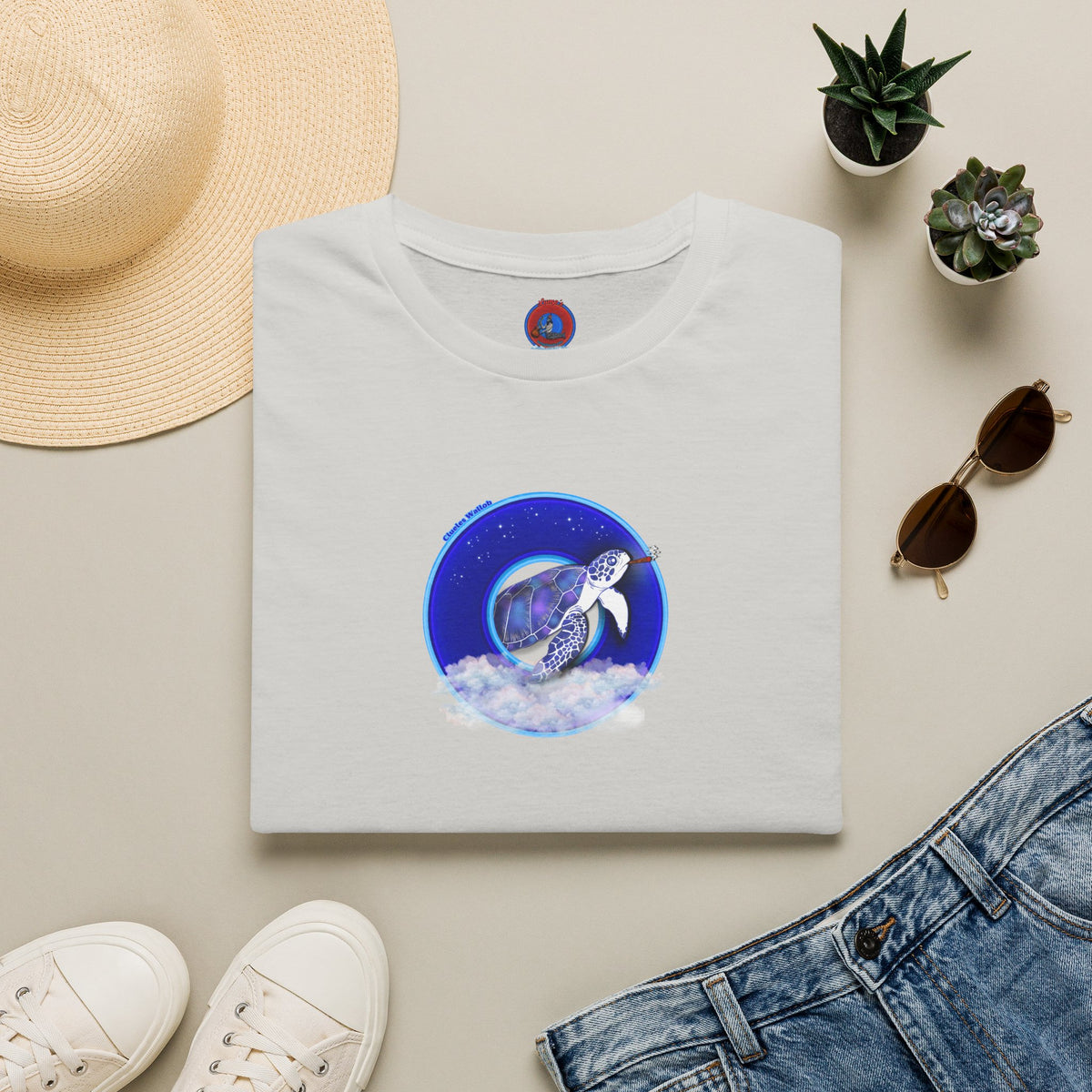 Classic Donut Tee - Unisex Soft-Style - "Clueless Wallob's Donuts" - vivid blue sky donut