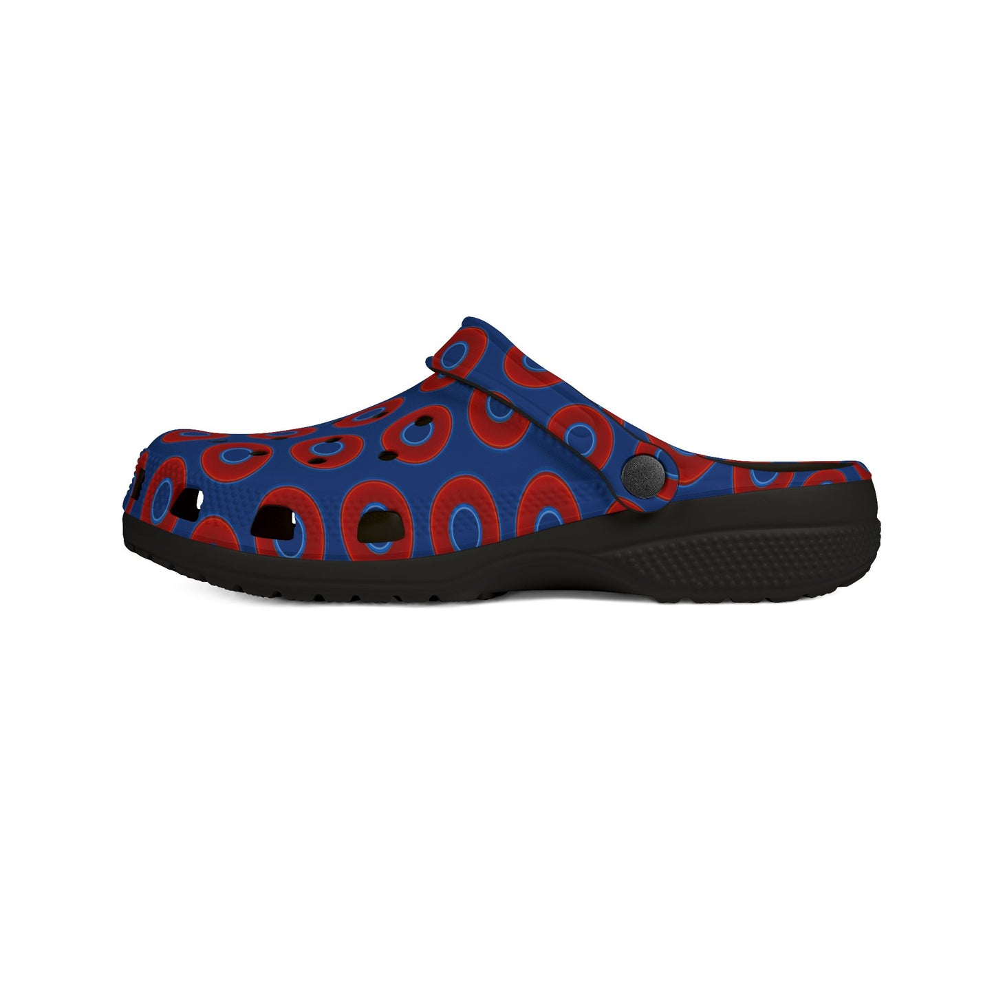 Spatchcocks - donut slip-on shoes - vivid red donuts w/navy background [unisex]