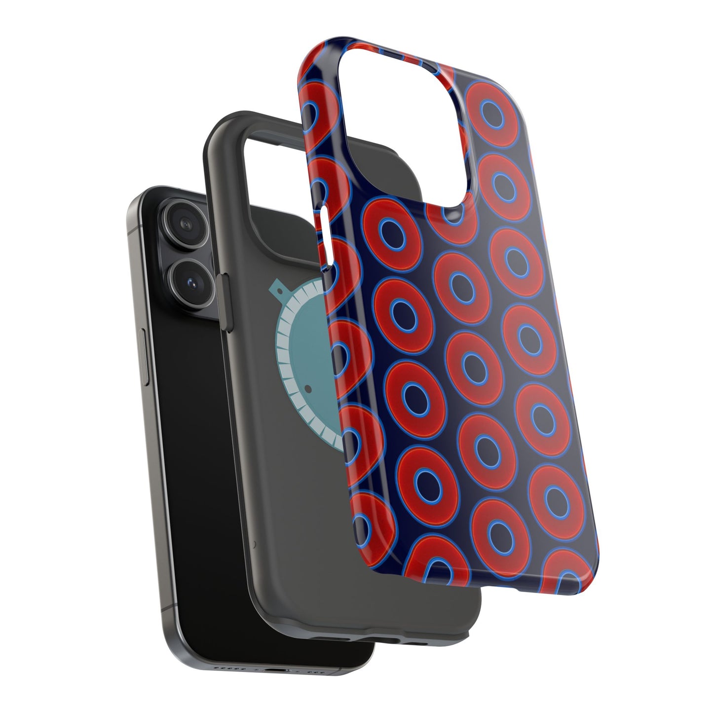 Magnetic Tough Donut Case - red vivid donut print w/dark navy blue background