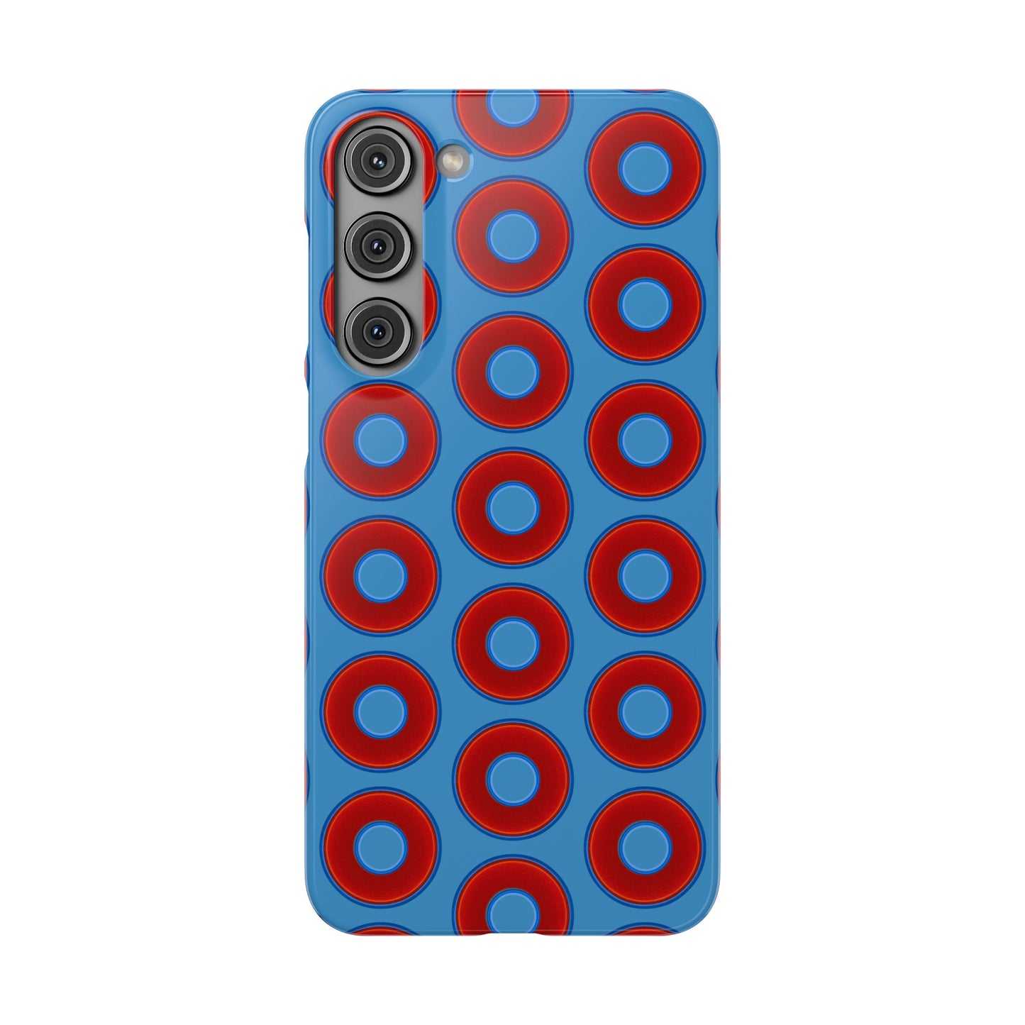 Lumpy Donut Snap Case - red vivid donut print w/light steel blue background
