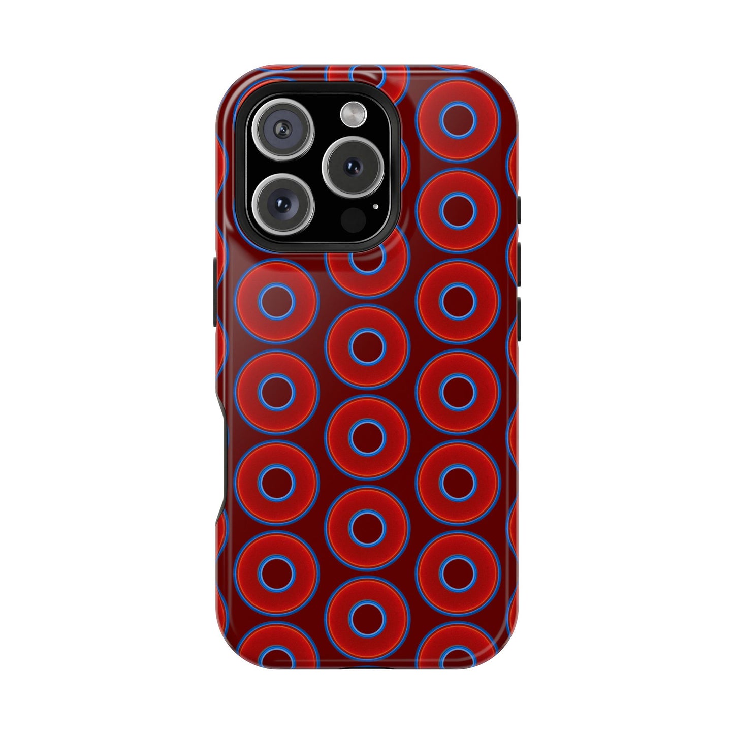 Magnetic Tough Donut Case - red vivid donut print w/dark red background