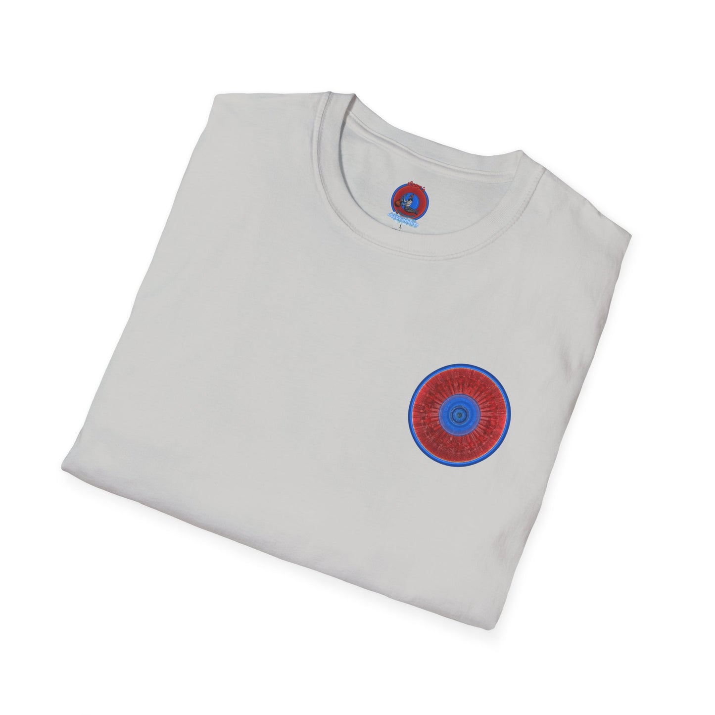 Classic Donut Tee - Unisex Soft-Style - "Graphic Translation Tee Shirt" - vivid red/blue tube donut - variant 3