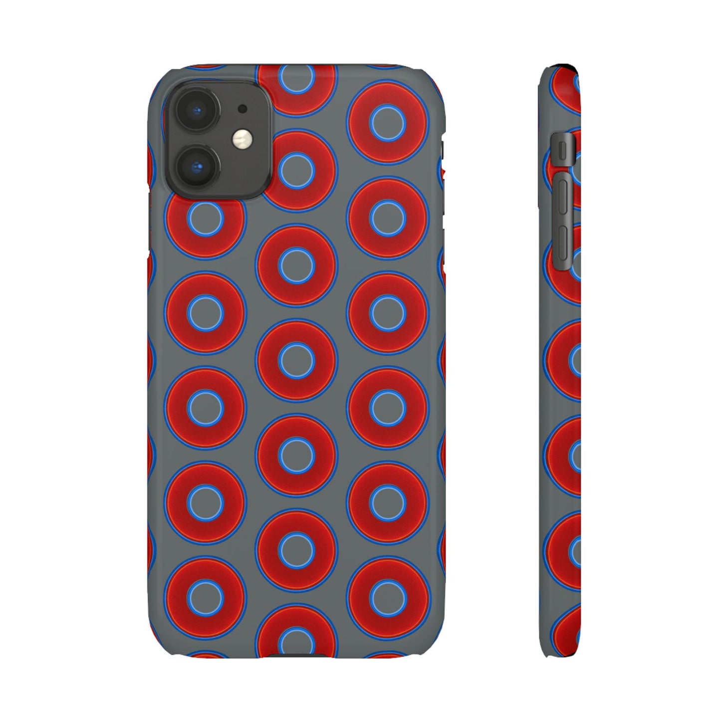 Lumpy Donut Snap Case - red vivid donut print w/dark gray background