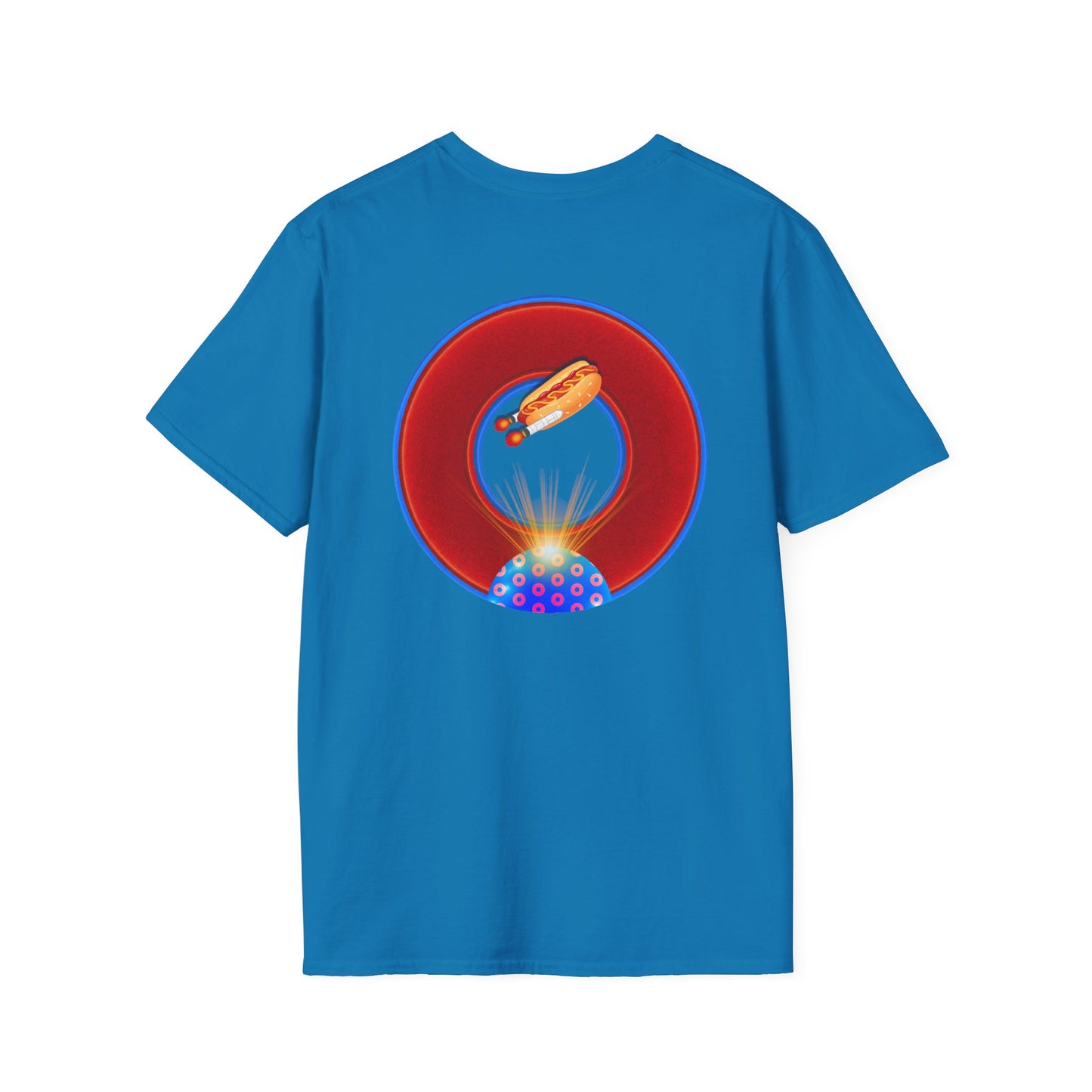Classic Donut Tee - Unisex Soft-Style - "Viva Las Vegas Donut" -  vivid red donut w/raw dogger - variant 3