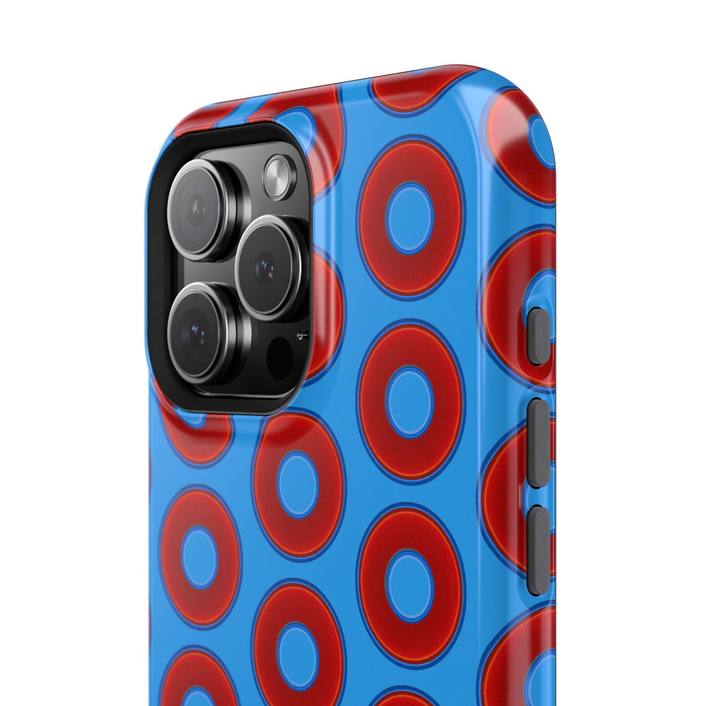 Impact-Resistant Lumpy Donut Case - red vivid donut print w/sky royal blue background