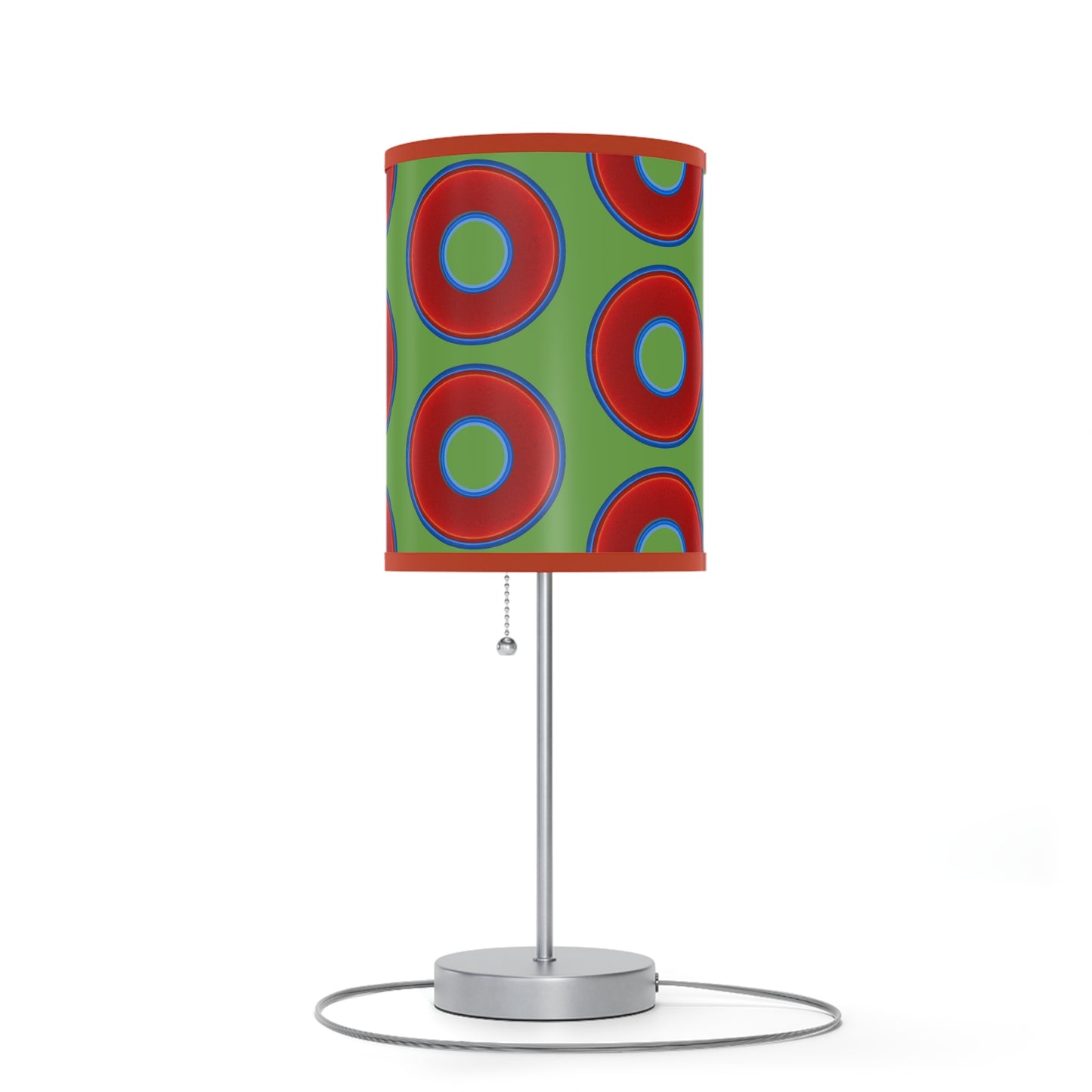 Lumpy Accent Lamps - red vivid donuts w/light green background