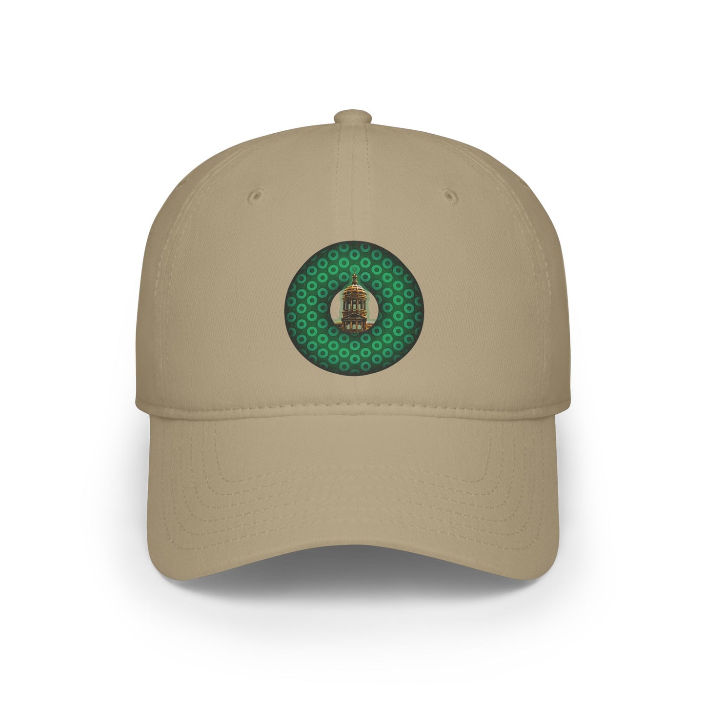 Lumpy Donut Baseball Cap - "Save Mondegreen City Hall" - variant 1 - green paradoxical donut w/