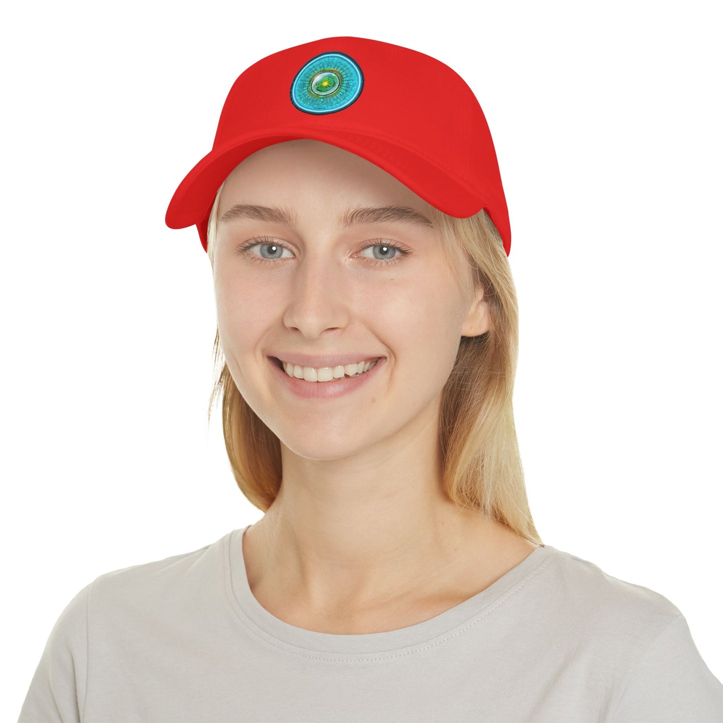Lumpy Donut Baseball Cap - "Donut of Life Patch" - vivid turquoise tube donut w/ - variant 2