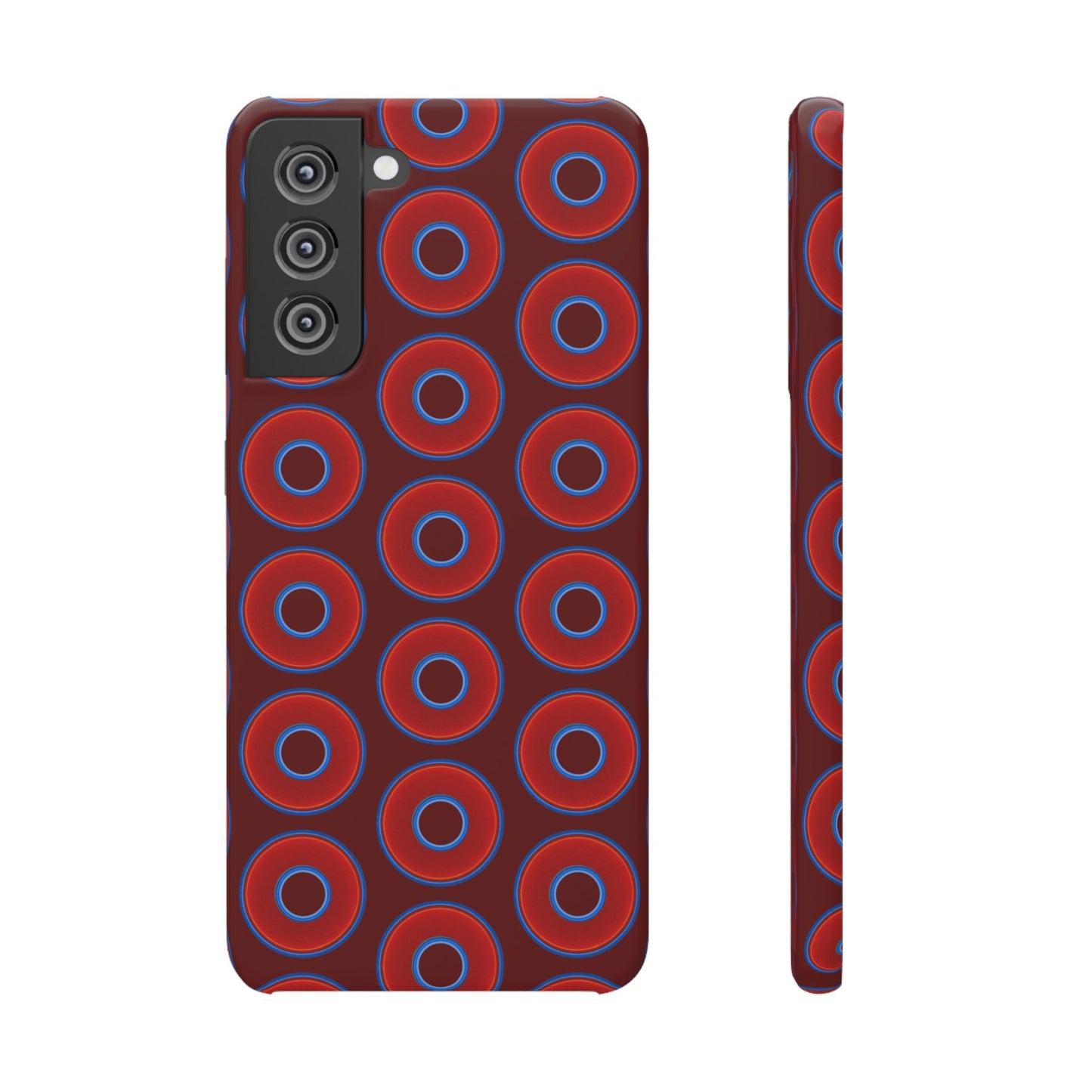 Lumpy Donut Snap Case - red vivid donut print w/dark red background
