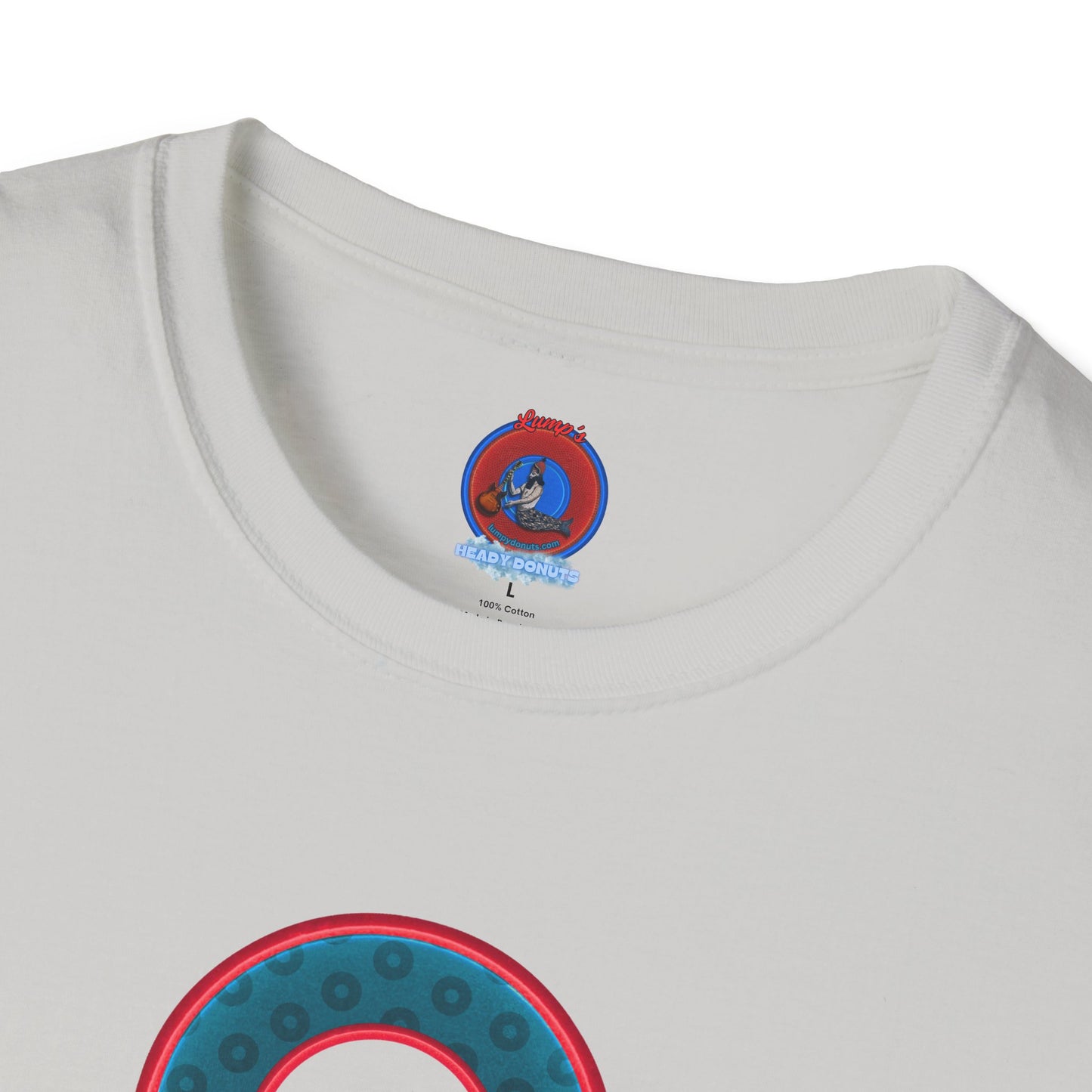 Plain Donuts/Unisex Soft-Style - "Plain Wide Mouthed Paradoxical Donuts" - dark aquamarine blue/red donuts