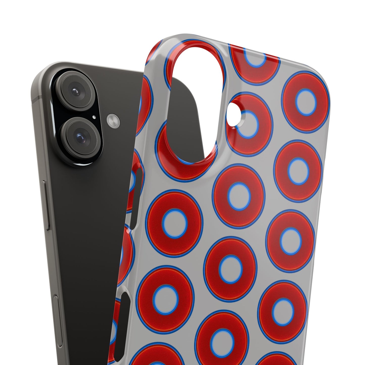 Lumpy Donut Snap Case - red vivid donut print w/light gray background