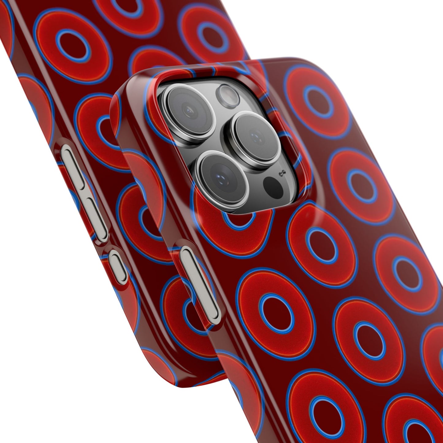 Lumpy Donut Snap Case - red vivid donut print w/dark red background