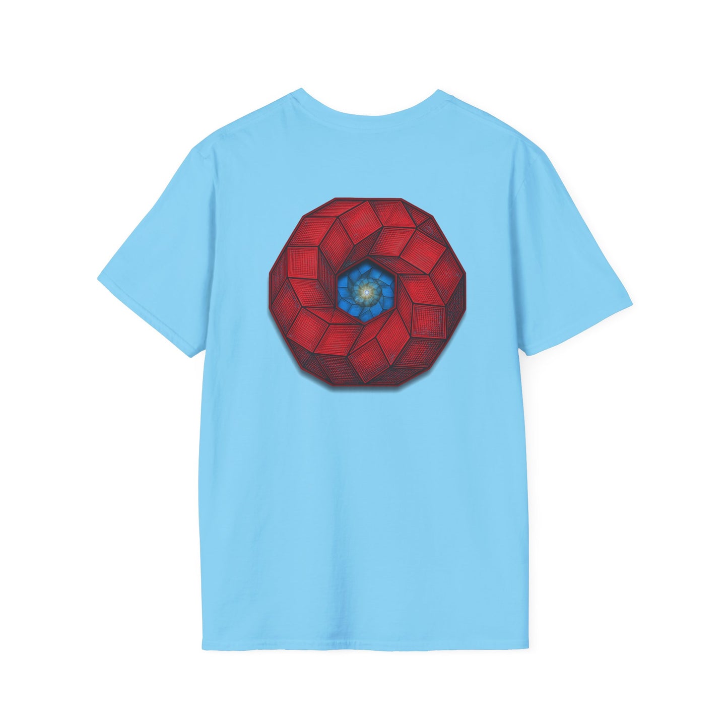 Classic Donut Tee - Unisex Soft-Style - "The 9th Donut" - rustic red/blue cubed donut - variant 1