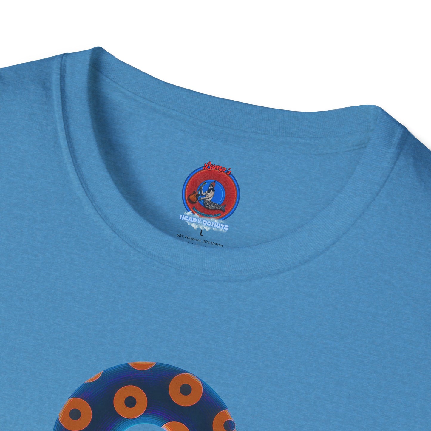 Plain Donuts/Unisex Soft-Style - "Plain Blimpy Paradoxical Donuts" - dark royal blue/orange donuts