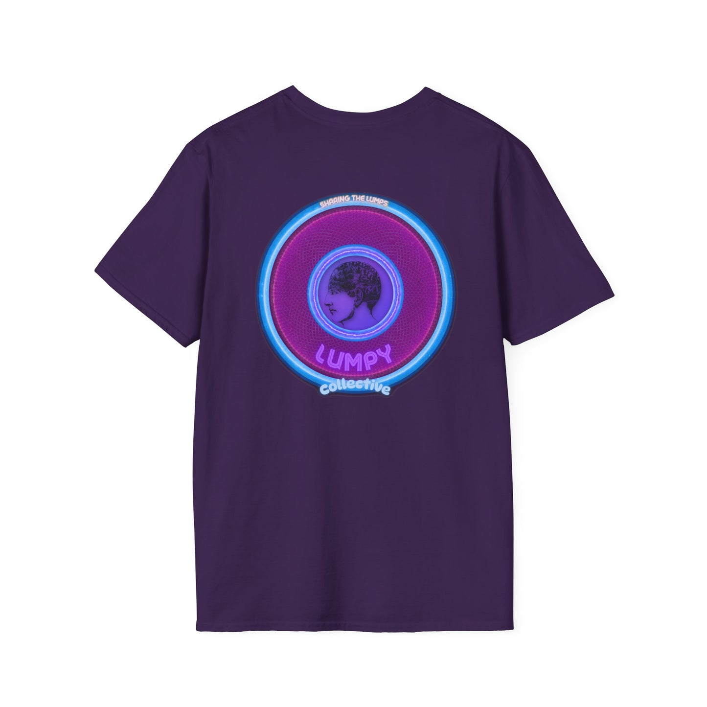 Classic Donut Tee - Unisex Soft-Style - "Lumpy Collective Donut" - rustic purple/light blue lumpy donut - variant 2