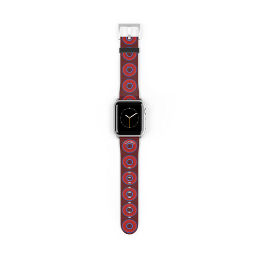 Lumpy Donut Wristband - compatible w/apple watch - red vivid donuts w/dark red background