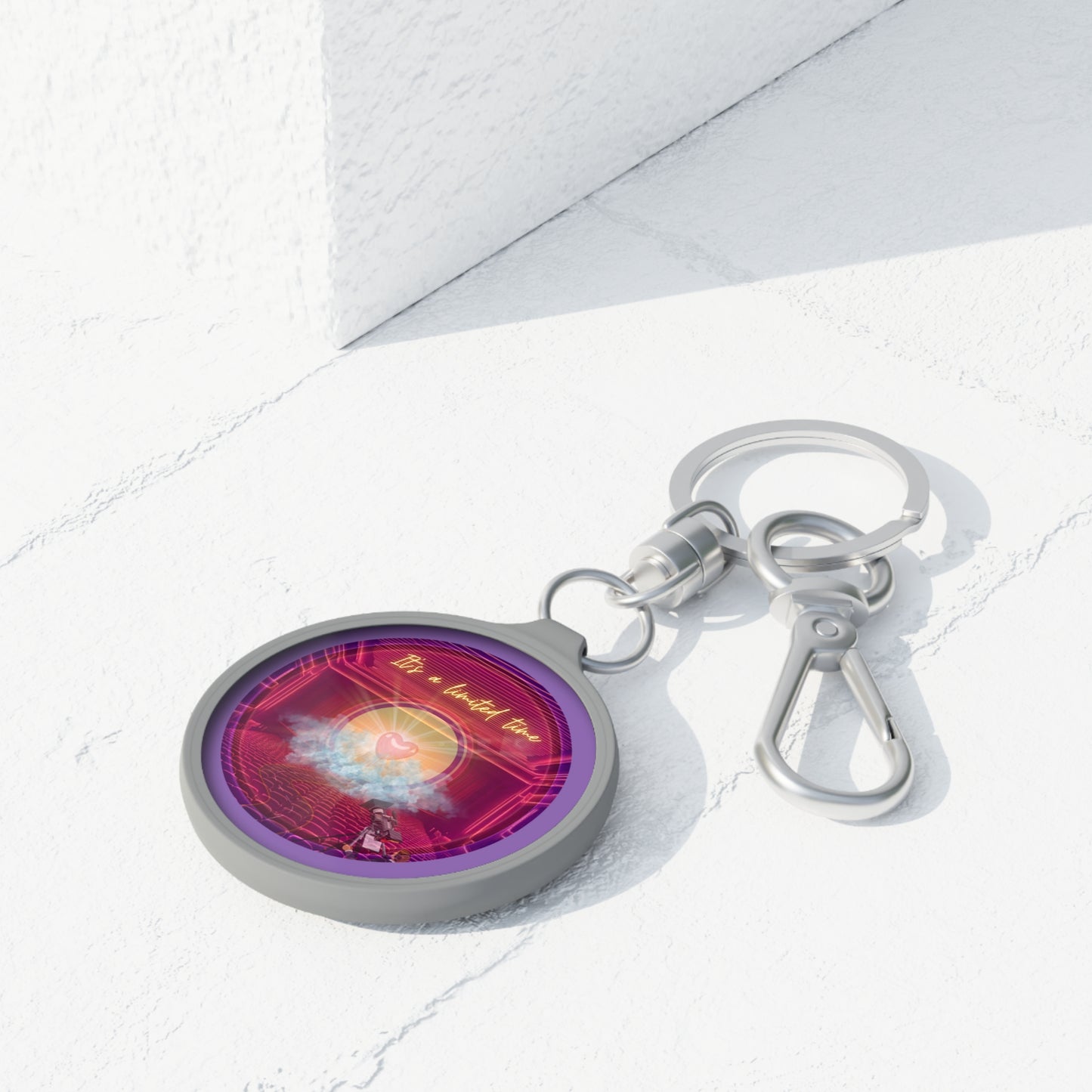 Lumpy Donut Keychain - "The Donut of Life" - series 1.0 - variant 2 - purple/magenta donut