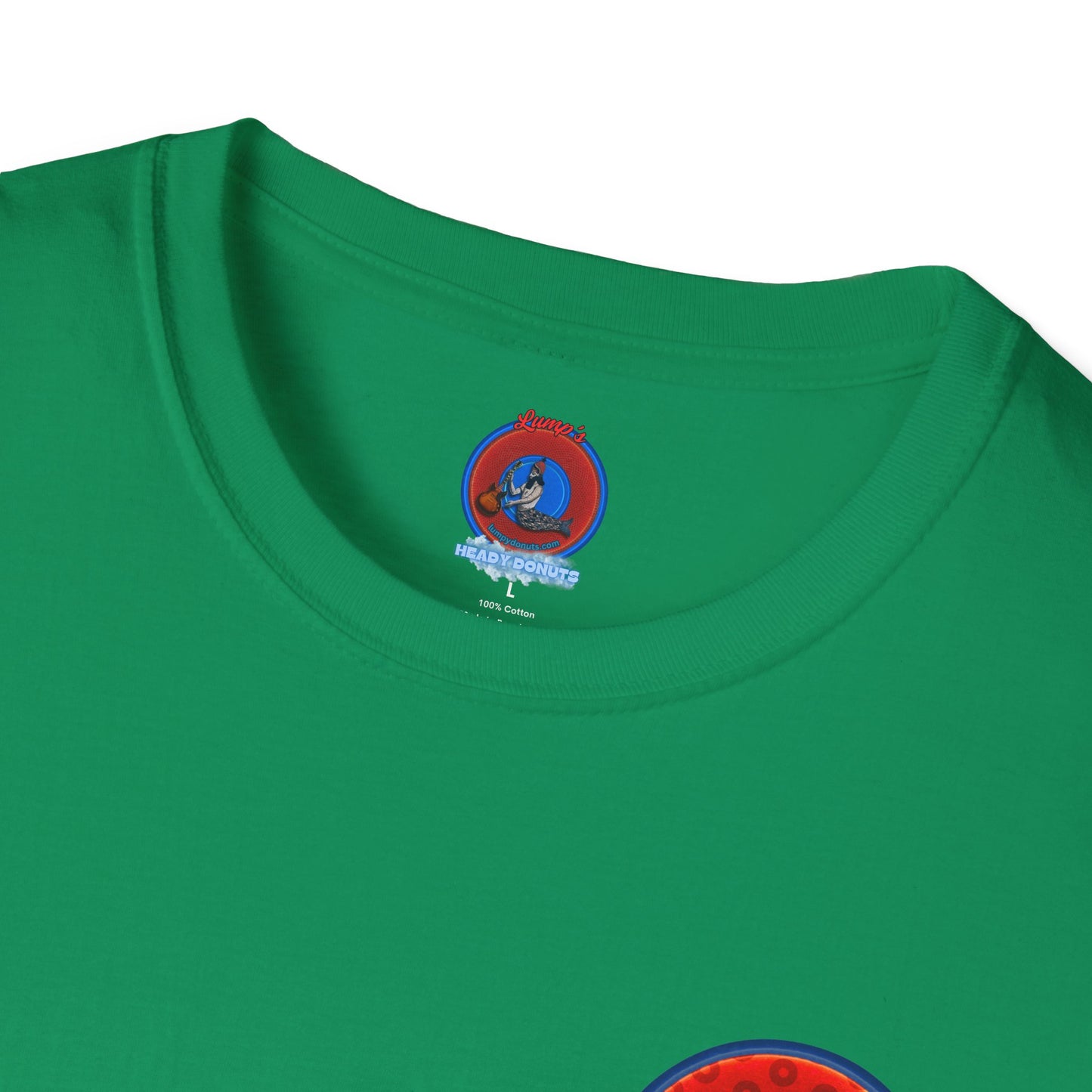 Classic Donut Tee - Unisex Soft-Style - "This is What Donuts Smell Like in Space - YEMSG Donut" - red/blue widemouthed paradox donut