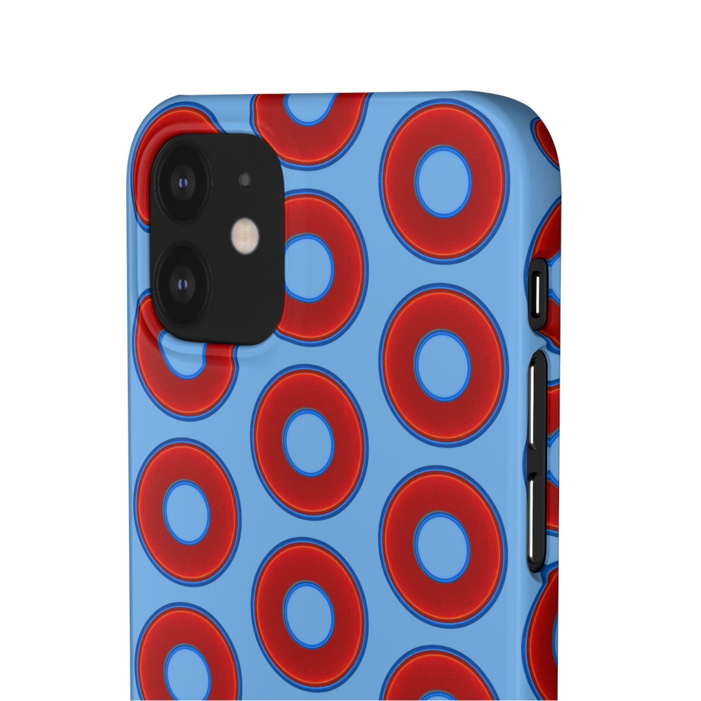 Lumpy Donut Snap Case - red vivid donut print w/light blue background