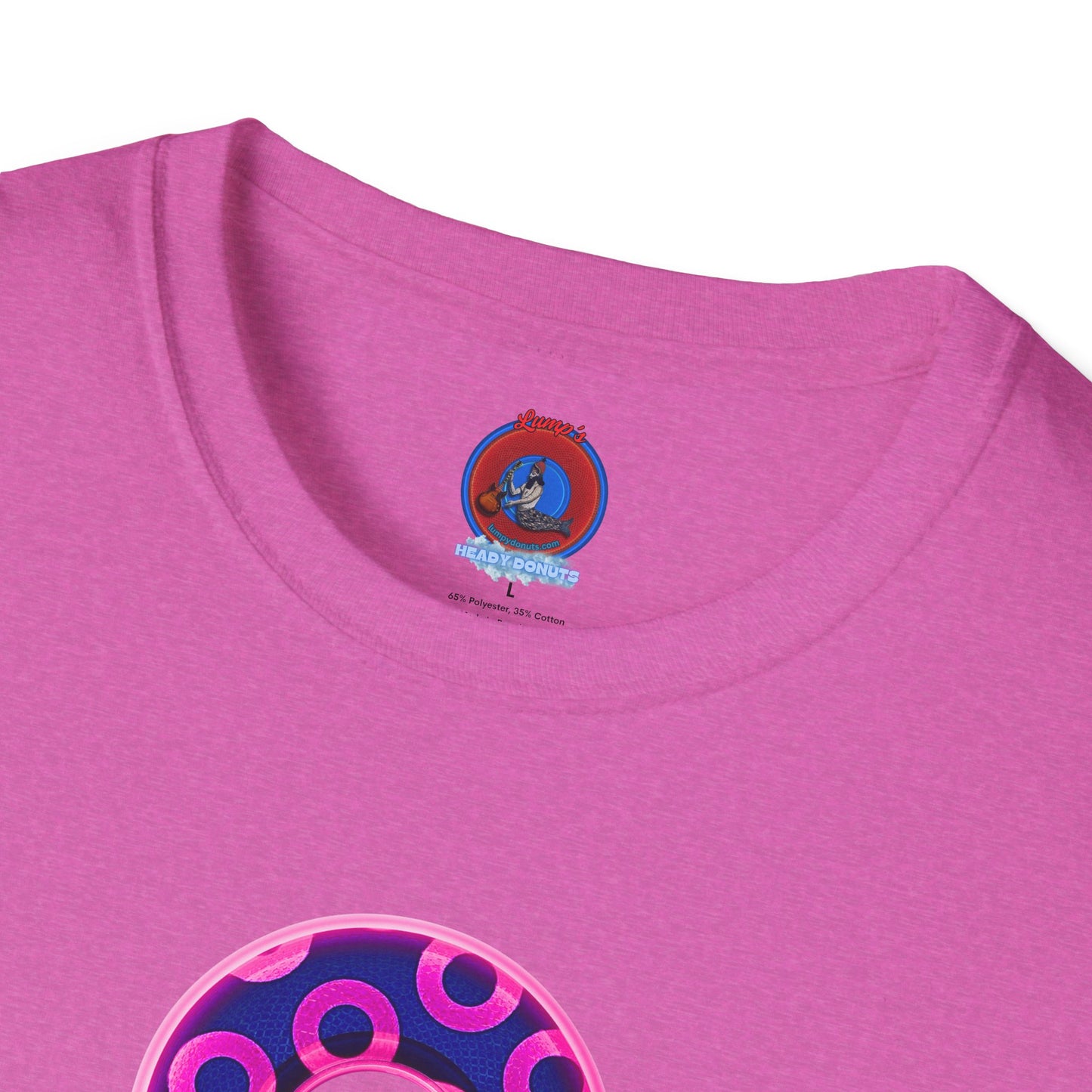 Plain Donuts/Unisex Soft-Style - "Plain Rustic Paradoxical Donuts" - hot pink/dark blue donuts