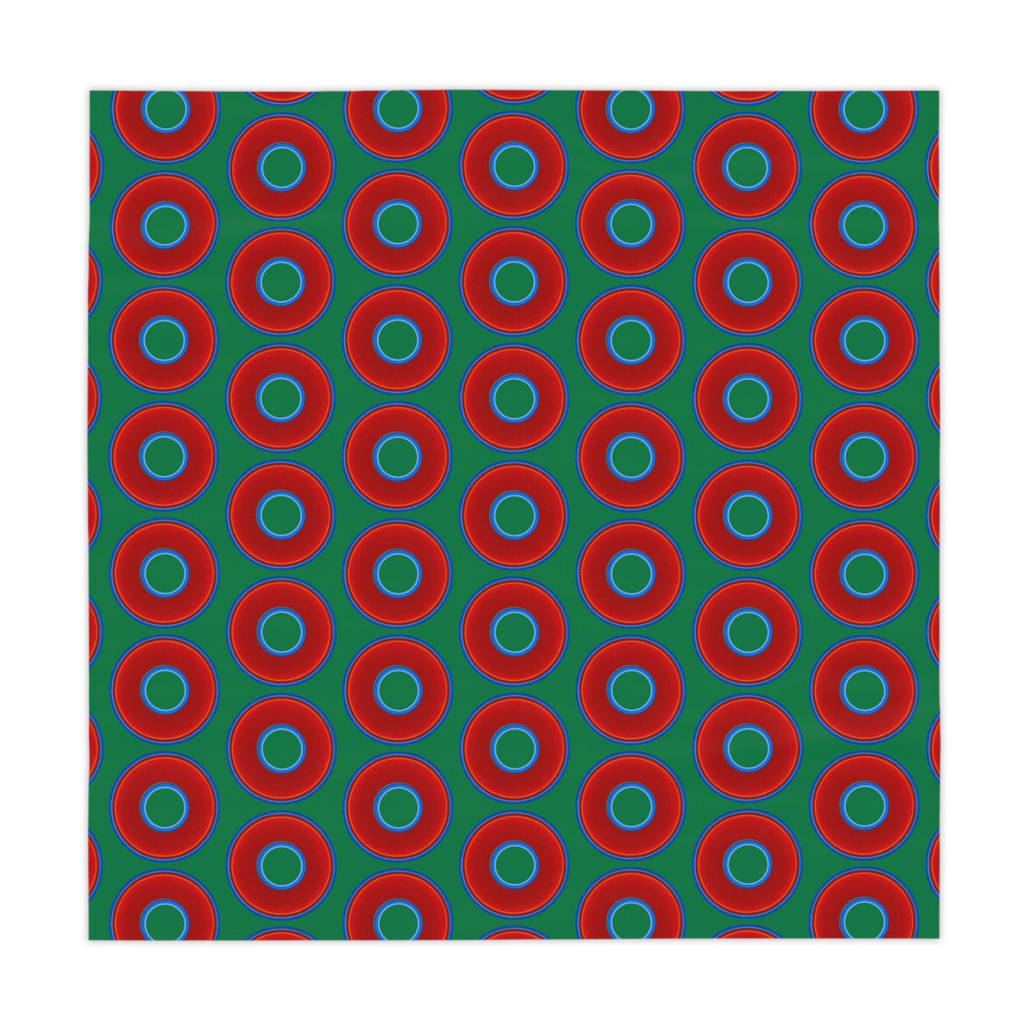 Lumpy Tablecloth - 55.1" x 55.1" - vivid red donuts w/green background