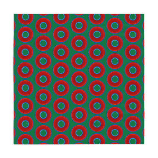 Lumpy Tablecloth - 55.1" x 55.1" - vivid red donuts w/green background