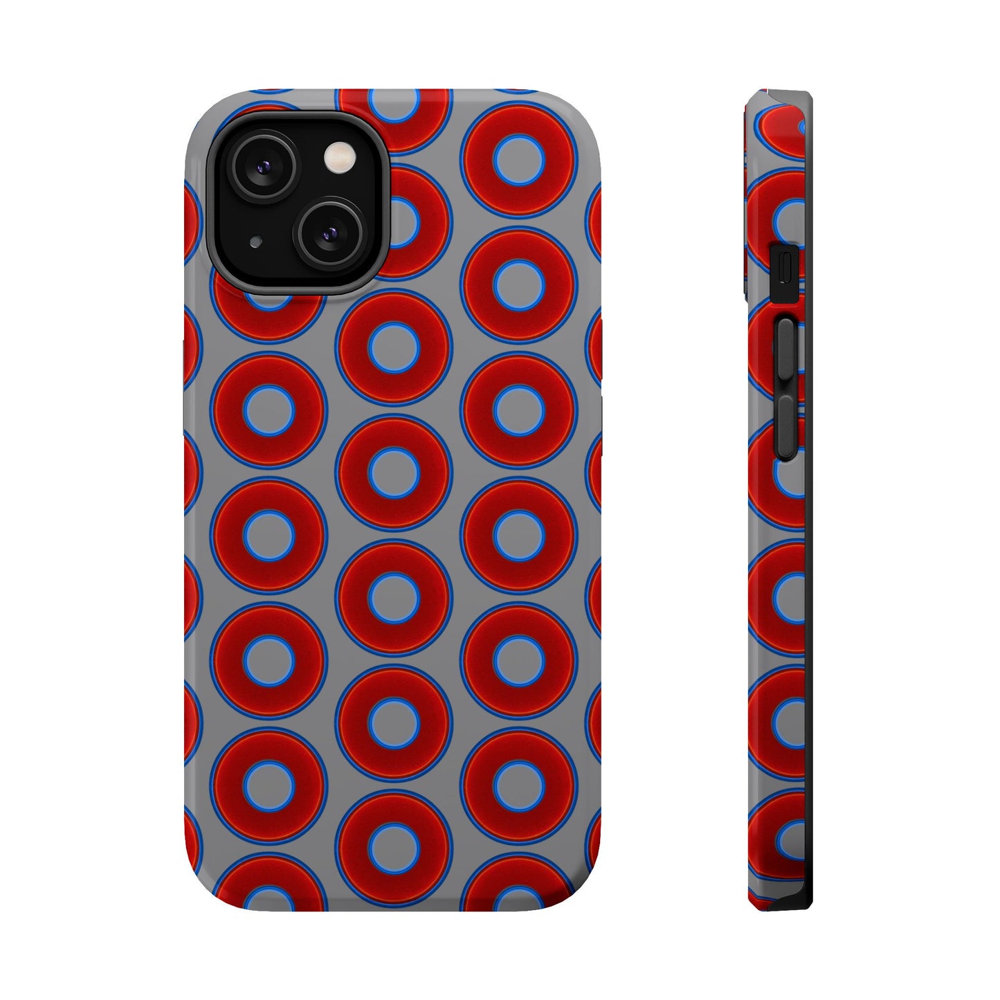 Magnetic Tough Donut Case - red vivid donut print w/gray background