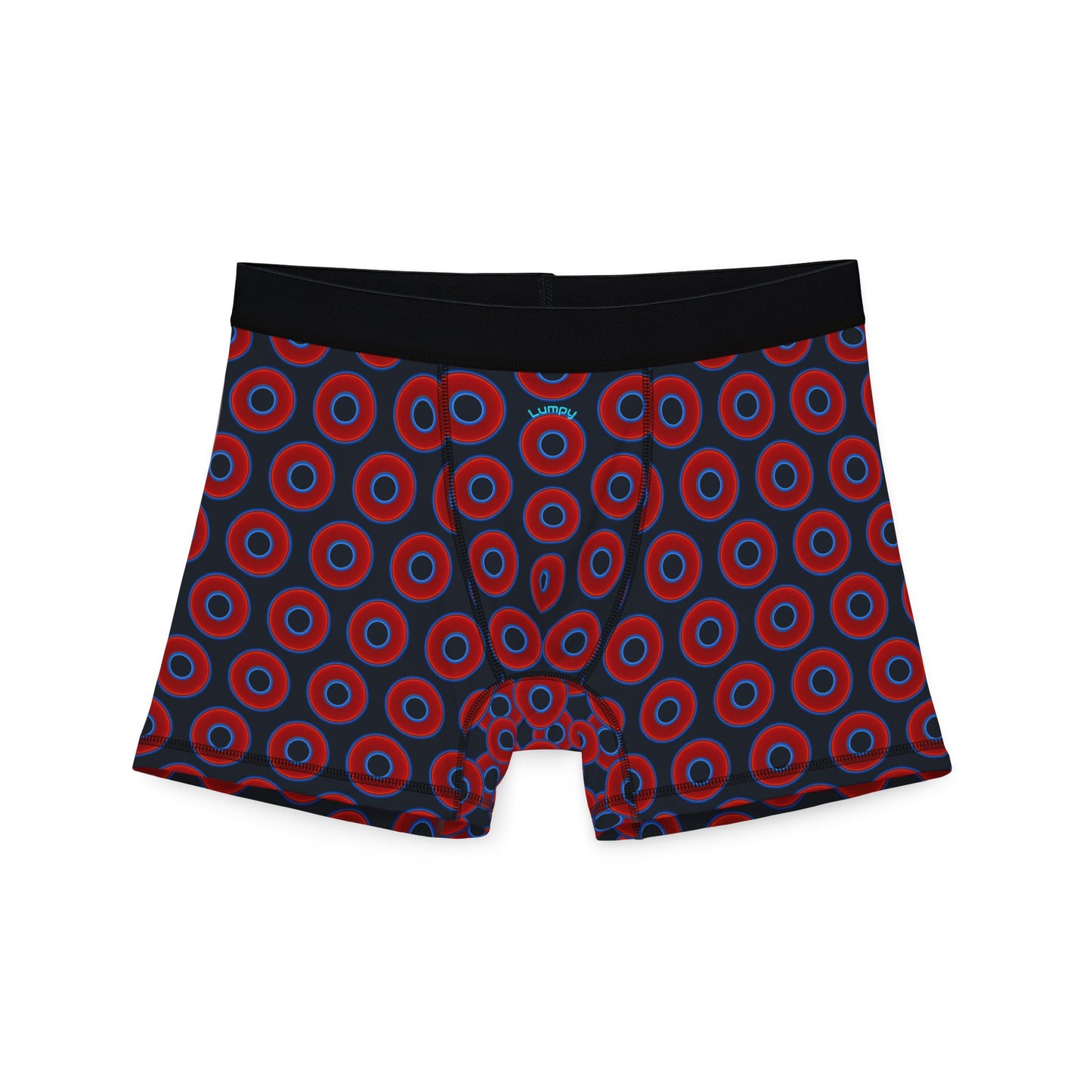 Men's Donut Boxers - red vivid donuts w/charcoal blue background