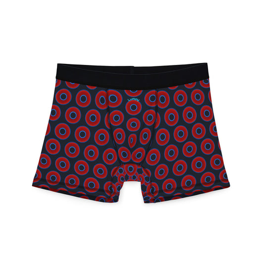 Men's Donut Boxers - red vivid donuts w/charcoal blue background