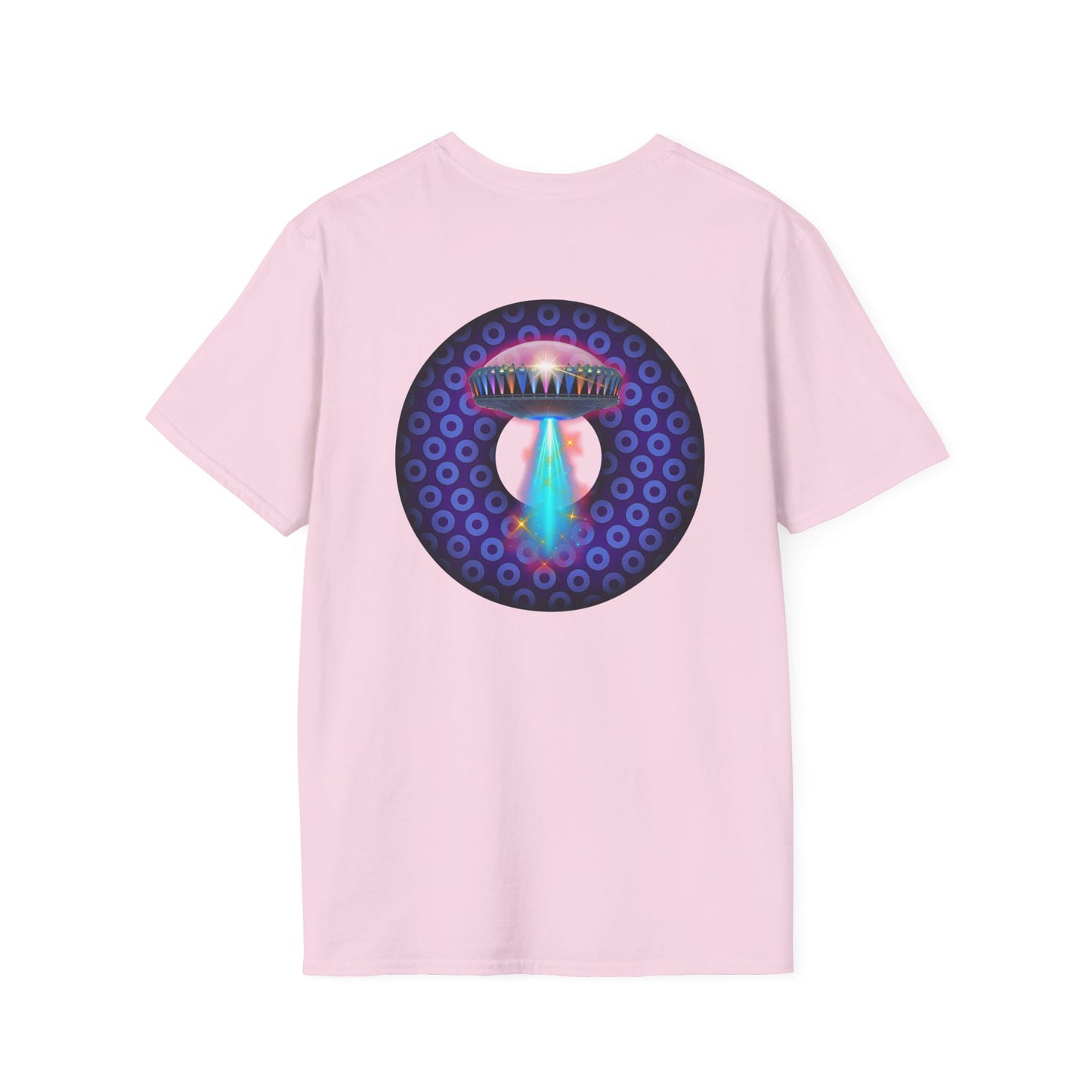 Classic Donut Tee - Unisex Soft-Style - "Donuts now Served on the Mothership" - series 1.0  - variant 5  - purple/violet paradoxical donut